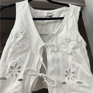 American Eagle White Denim Vest size M